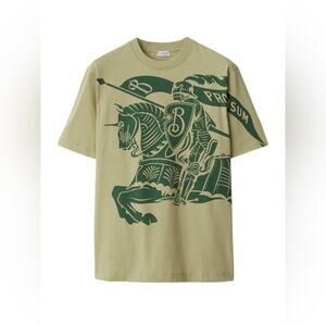 Burberry Green Short Sleeve Tee with Graphic Print s